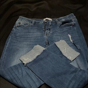 Kansan Blue Distressed cuffed skinny Jeans